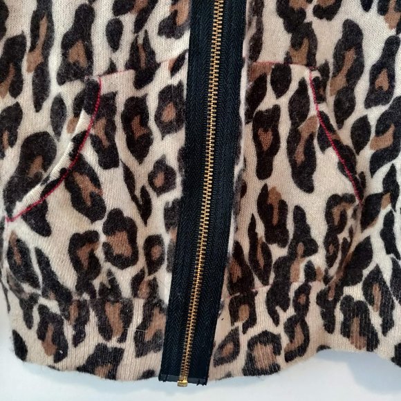 Knitwit Girls 8 Animal Print 100% Cashmere Full Zip Pockets Hoodie Jacket Flaws - Picture 5 of 11